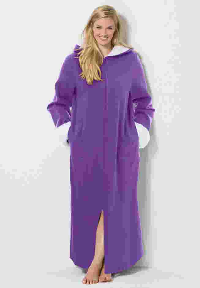 Sherpa-Lined Long Hooded Robe image number 5