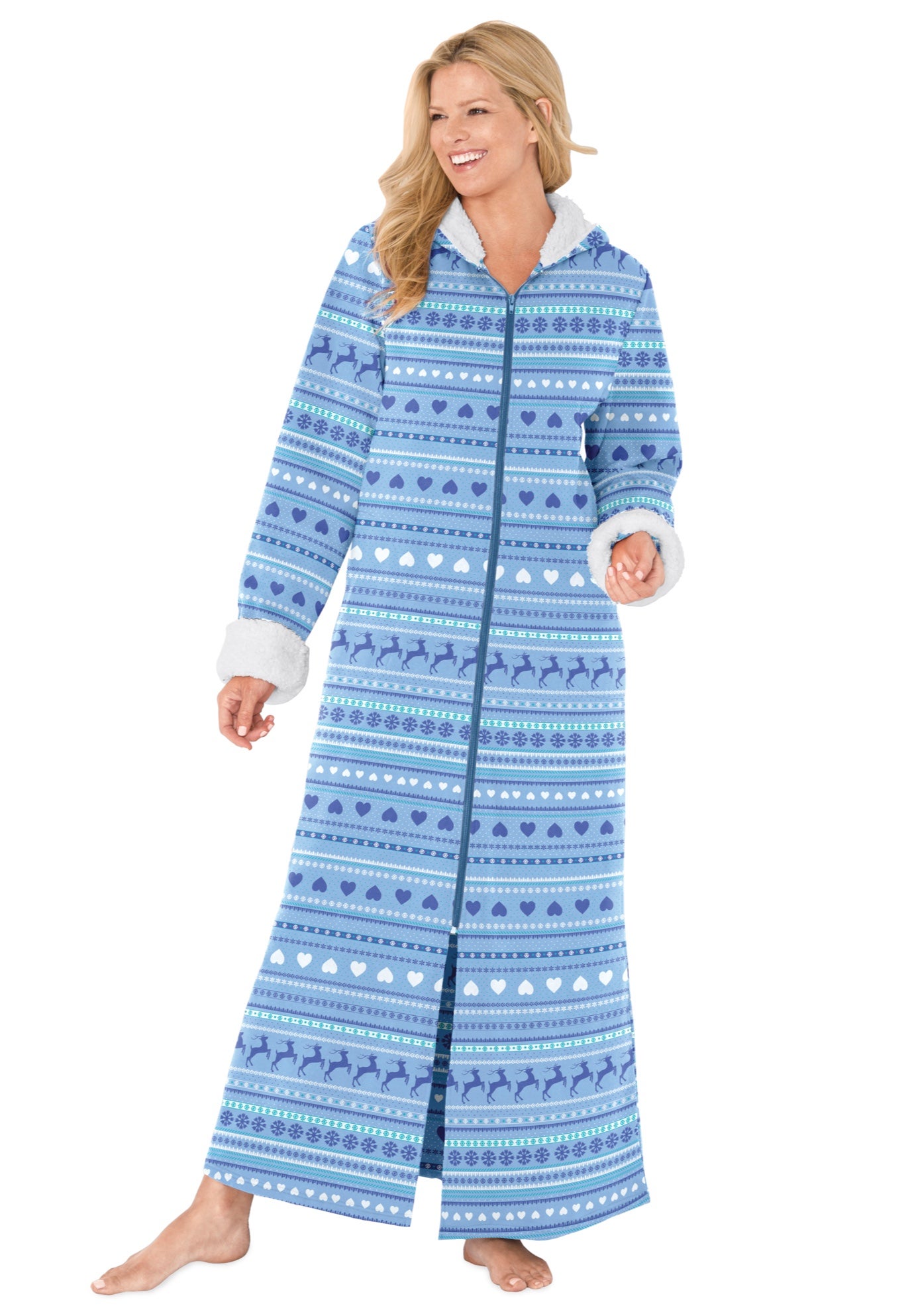 Sherpa-Lined Long Hooded Robe image number 0