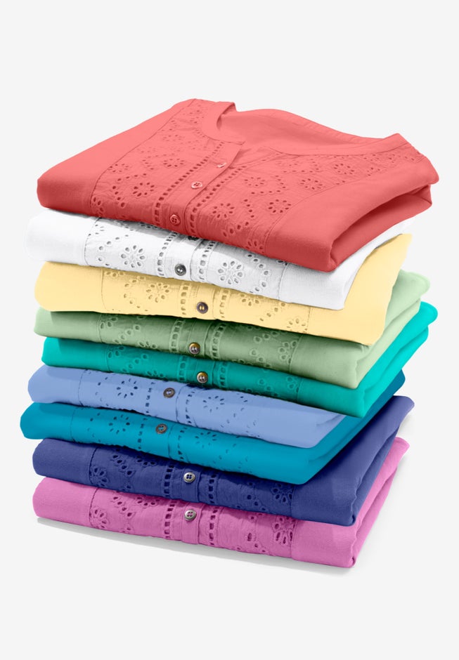 Eyelet Henley Tee image number 3