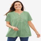 Eyelet Henley Tee image number null