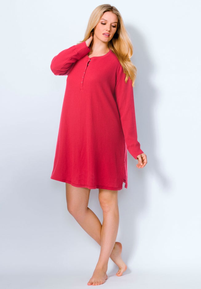 Thermal Henley Sleepshirt  image number 3