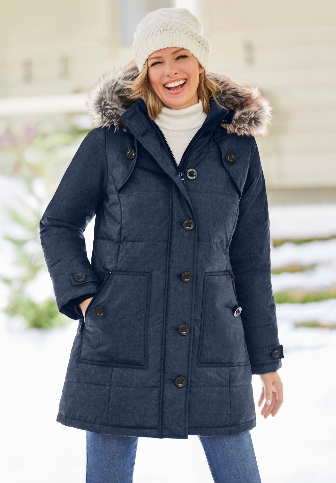 Heathered Down Puffer Coat image number 3