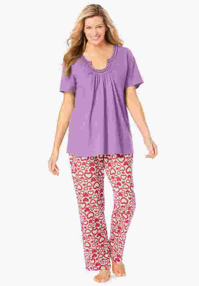 Embroidered Short-Sleeve Sleep Top image number 0