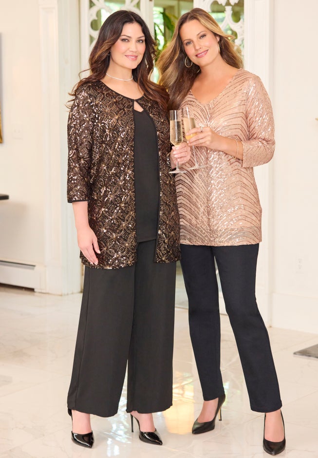 V-Neck Sequin Top image number 4