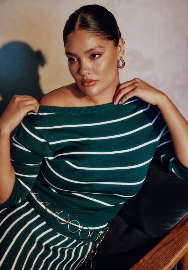 Cropped Boat Neck Sweater image number 4