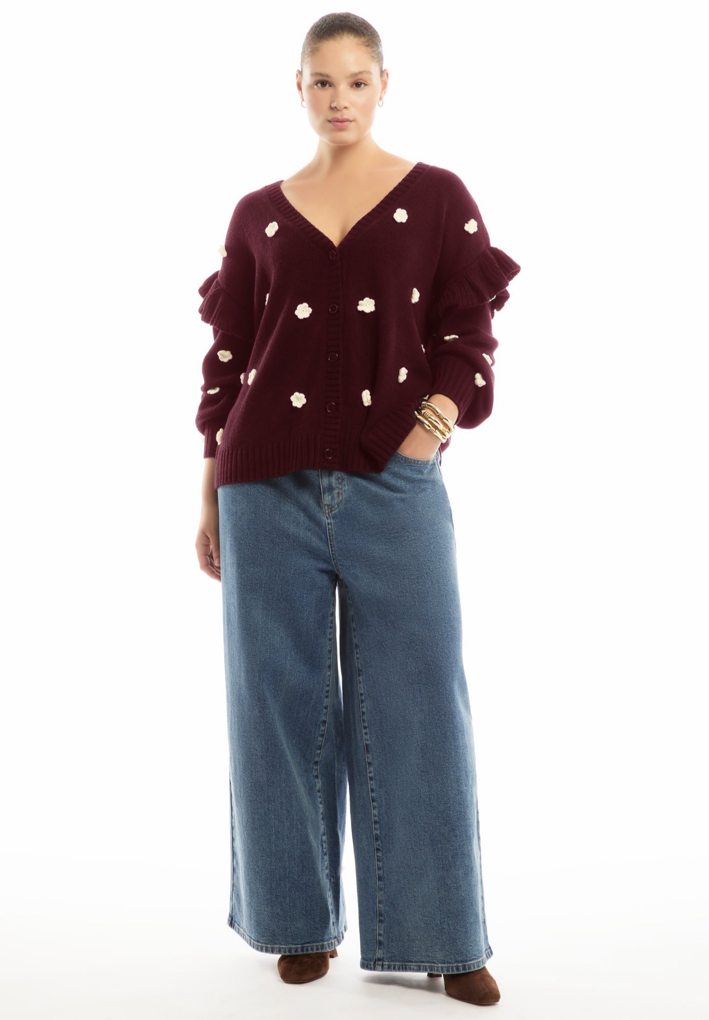 Ruffle-Sleeve Cardigan image number 0