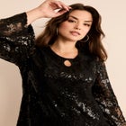 Flared Sleeve Keyhole Lace Tunic image number null