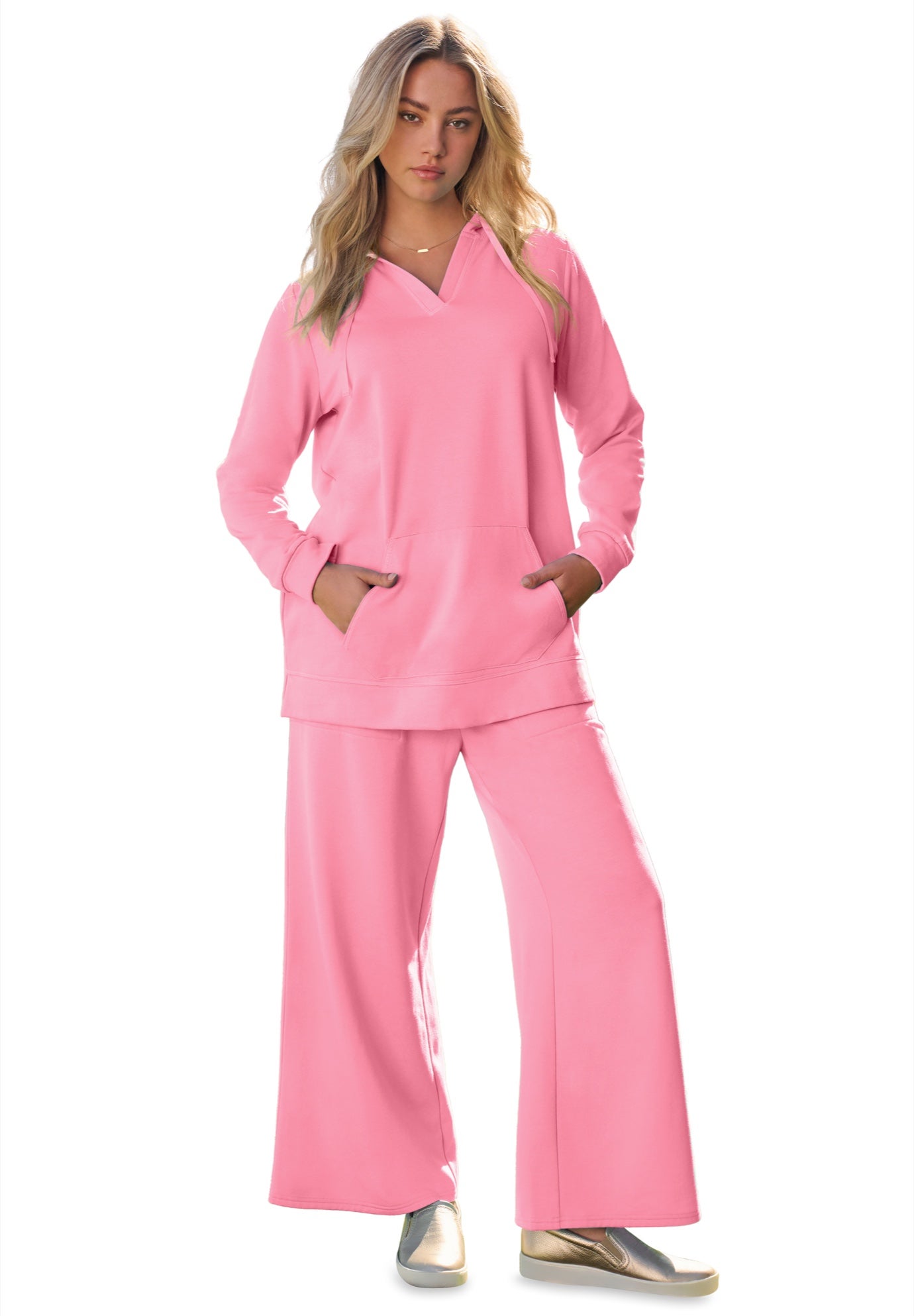 Comfort+ Fleece V Neck Hooded Sweatshirt image number 1