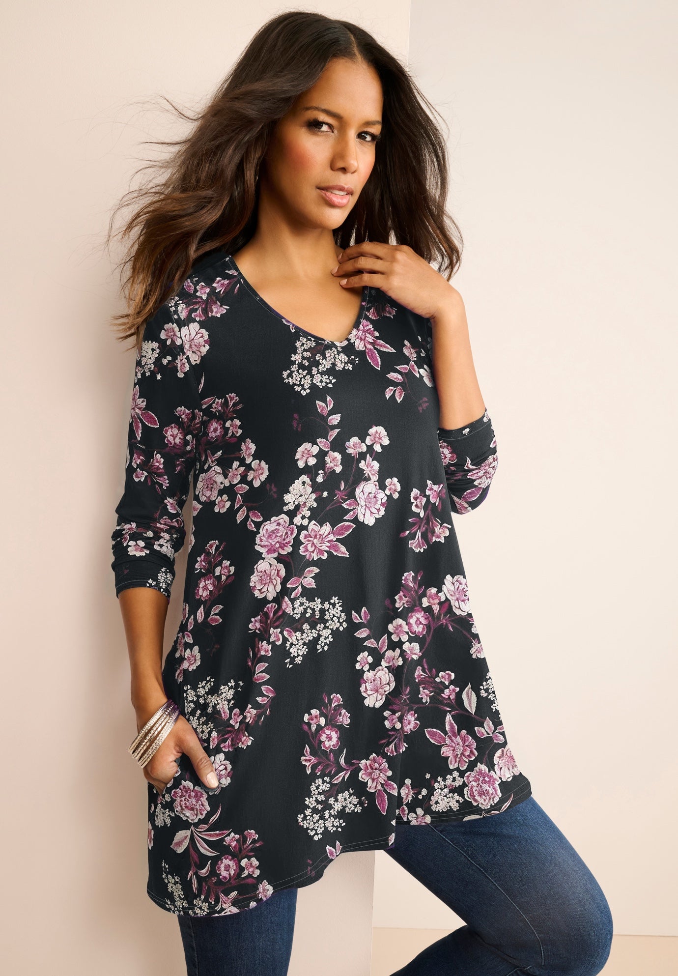 Ultra Drape V Neck Swing Tunic image number 0