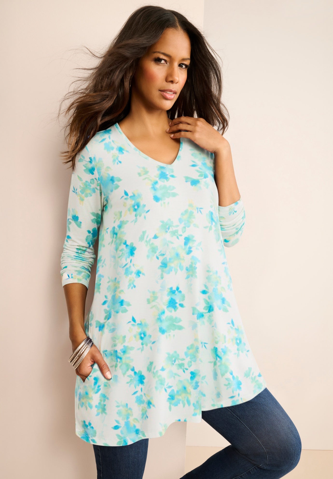 Ultra Drape V Neck Swing Tunic image number 0