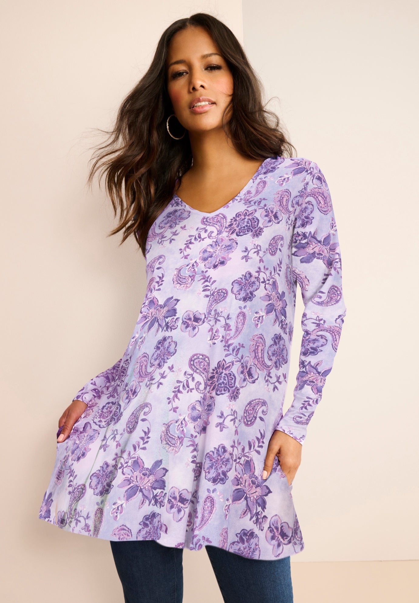 Ultra Drape V Neck Swing Tunic image number 0