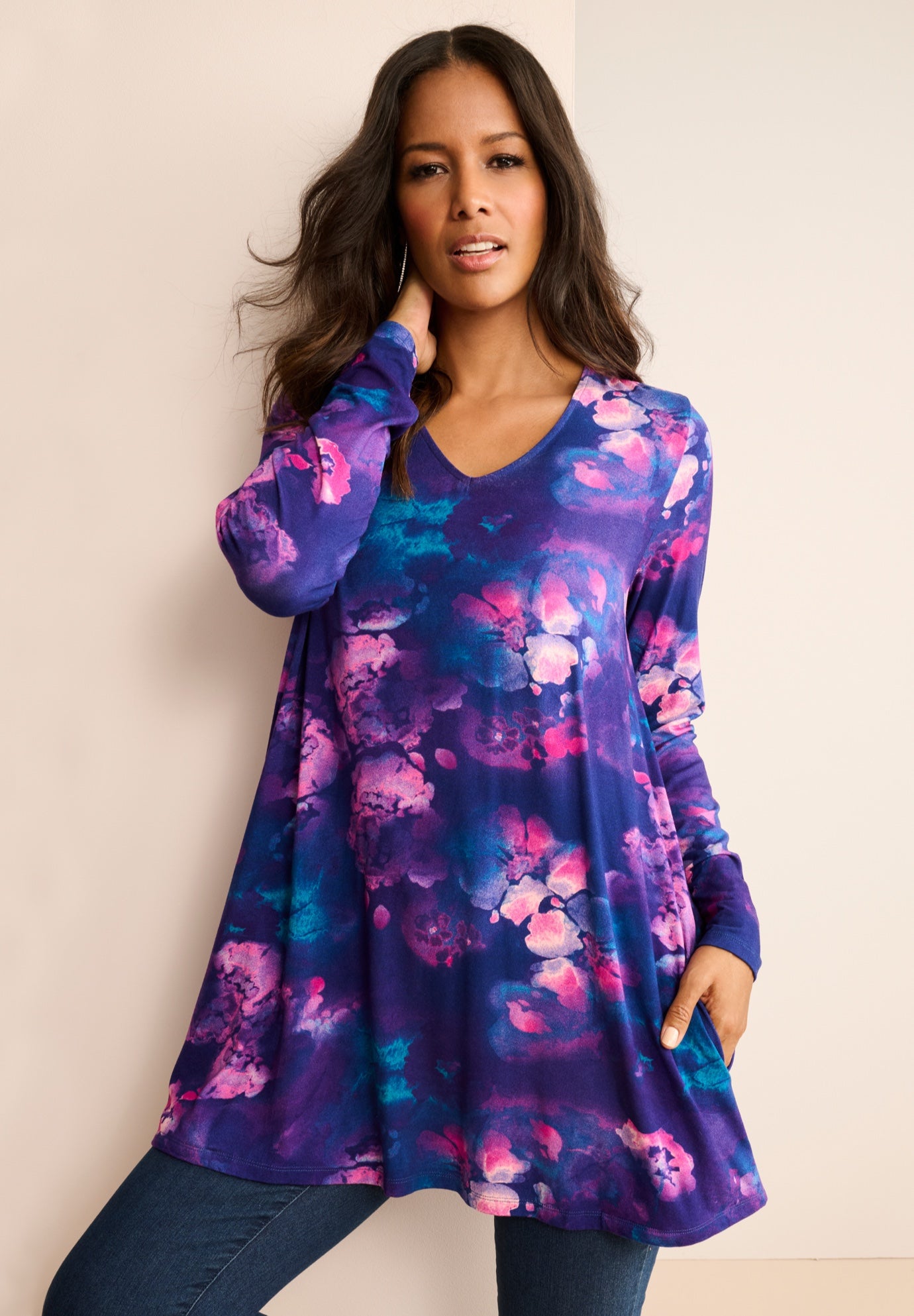 Ultra Drape V Neck Swing Tunic image number 0