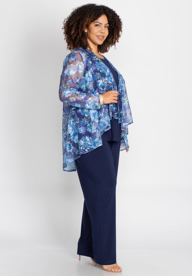 Cascade Embroidered 3-Piece Pant Suit image number 2