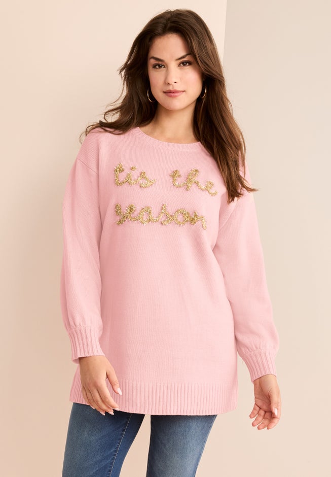 Embroidered Metallic Sweater image number 0