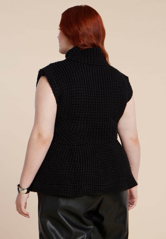 Turtleneck Peplum Sweater Vest image number 6