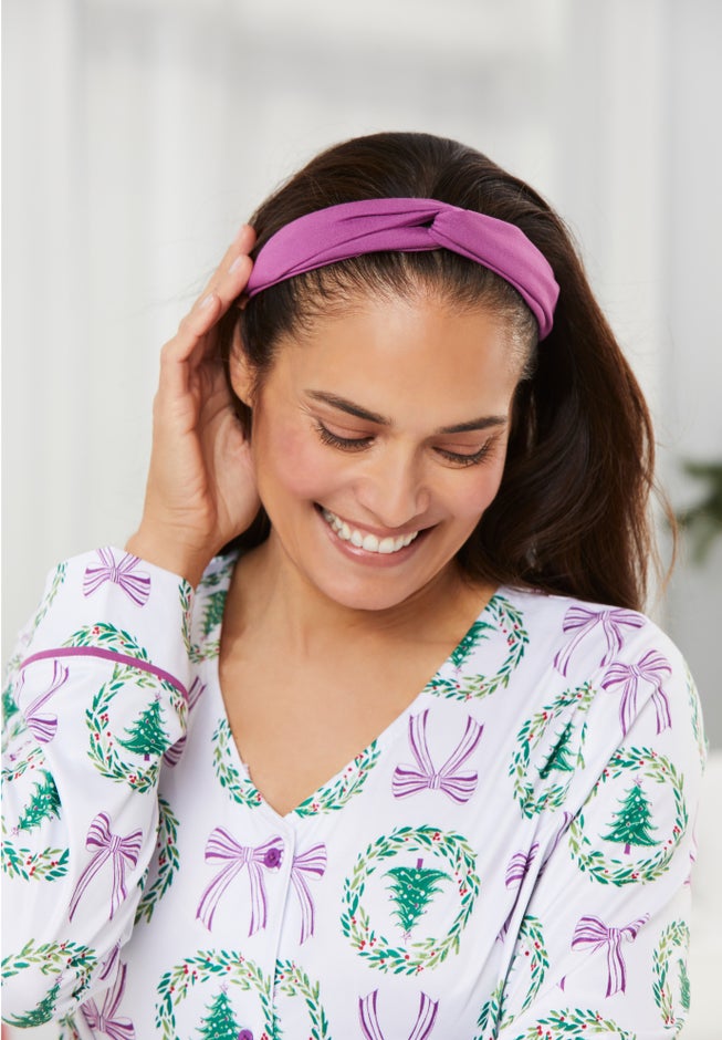 Dreams & Co.&reg; V-Neck Pajama & Headband Set image number 8