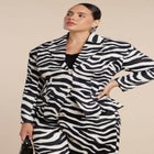 Nipped Waist Zebra Print Blazer image number null