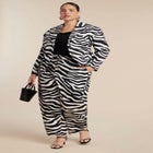 Nipped Waist Zebra Print Blazer image number null