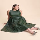 Faux Leather Fit And Flare Dress image number null