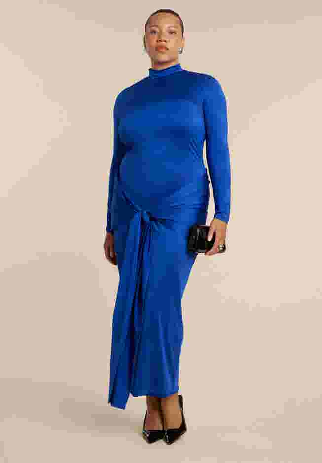Tie Front Mock Neck Maxi Dress image number 1
