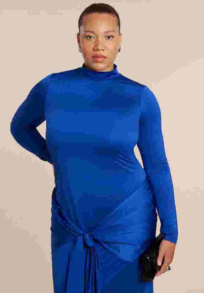Tie Front Mock Neck Maxi Dress image number 3