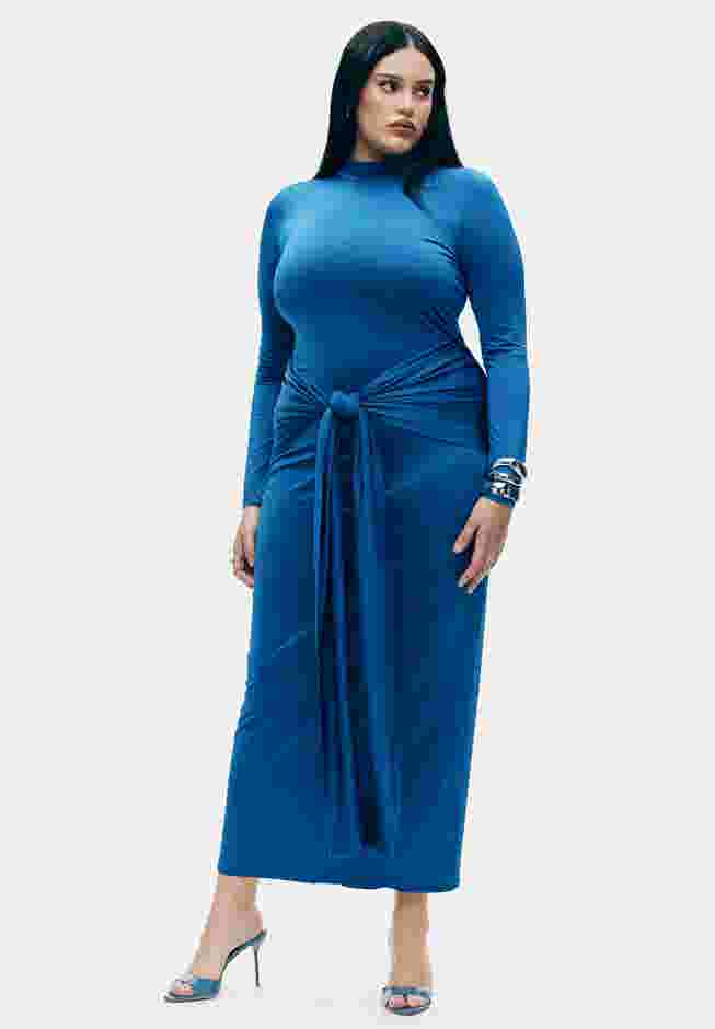 Tie Front Mock Neck Maxi Dress image number 0
