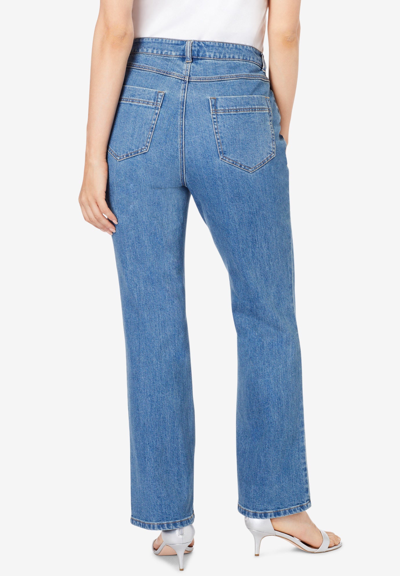 Plus Size Invisible Stretch® Iconic Sequin-Embellished Bootcut Jean image number 1