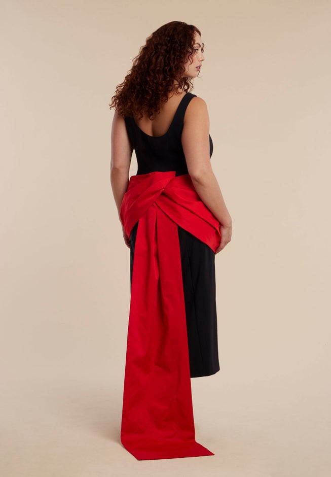 Contrast Draped Waist Gown image number 1