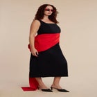 Contrast Draped Waist Gown image number null