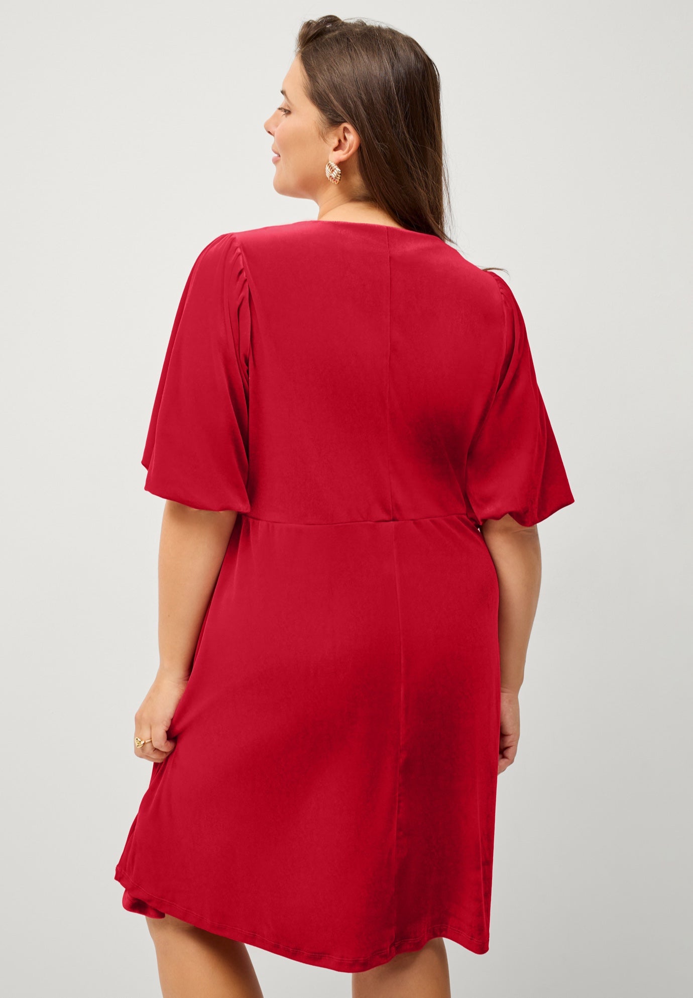 V-Neck Empire Velour Dress image number 1