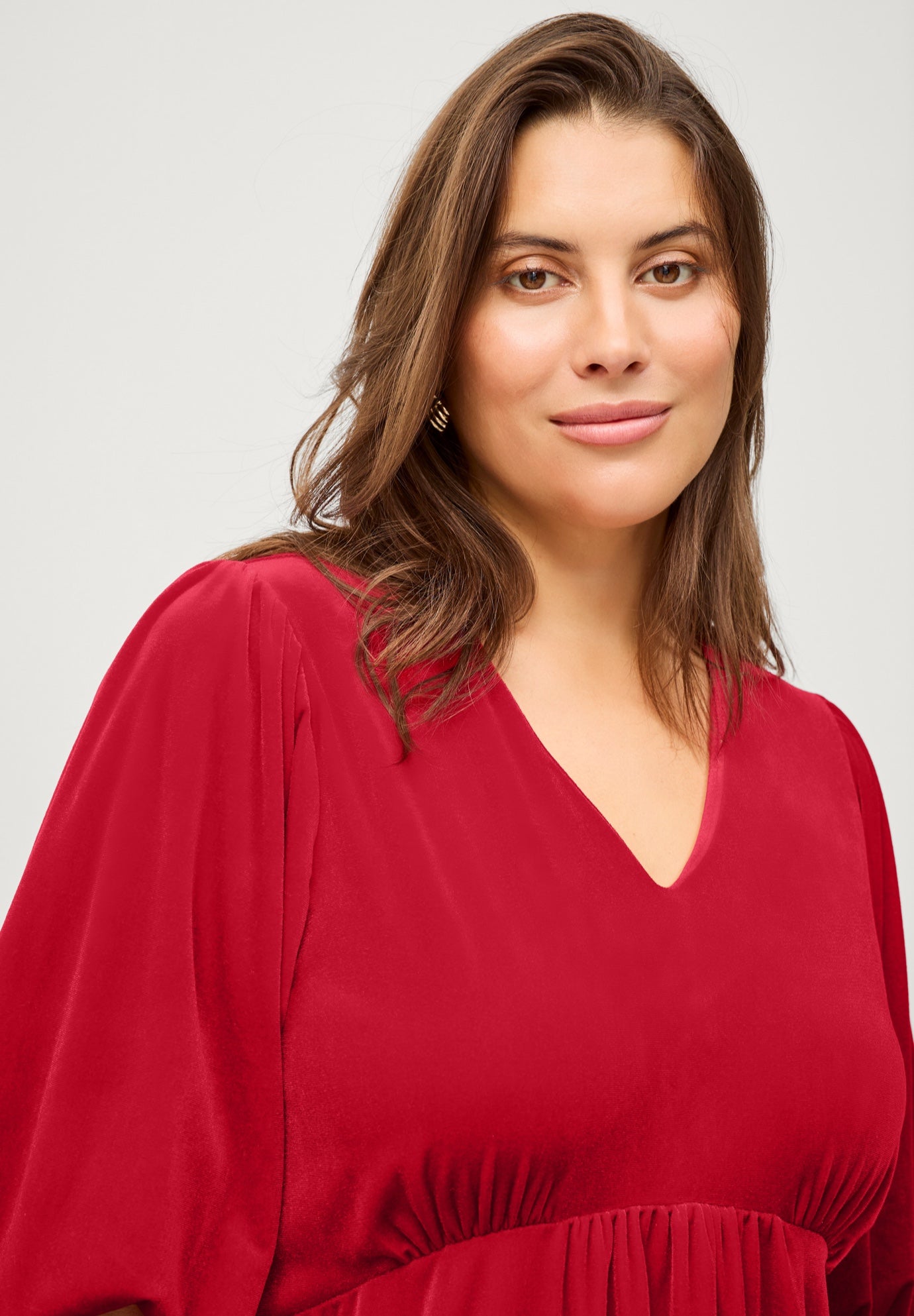 V-Neck Empire Velour Dress image number 2