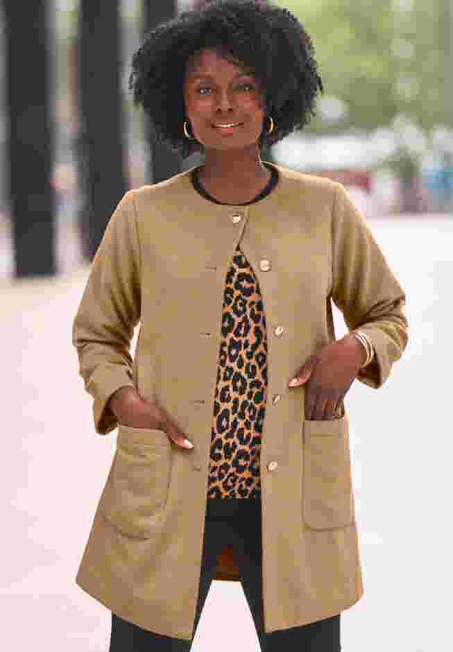 Collarless Button Front Jacket image number 0
