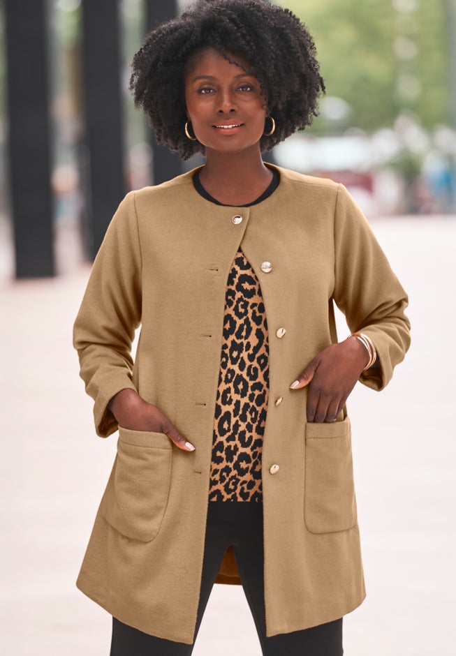 Collarless Button Front Jacket image number 0