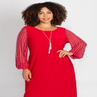 Beaded Mesh Shift Dress image number null