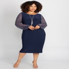 Beaded Mesh Shift Dress image number null