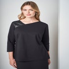 Mixed Media Ponte Faux Leather Top image number null