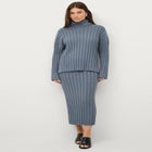Wide Ribbed Turtleneck Pullover with Hi-Low Hem image number null