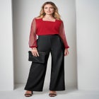 Stretch Crepe Square Neck Mixed Media Top image number null