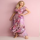 Ruffle Faux Wrap Maxi Dress image number null
