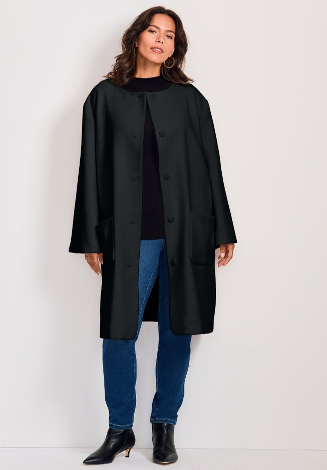 Detachable Fringe Scarf Coat image number 1