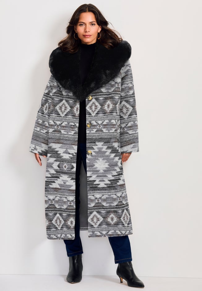 Faux Fur Trim Coat image number 0