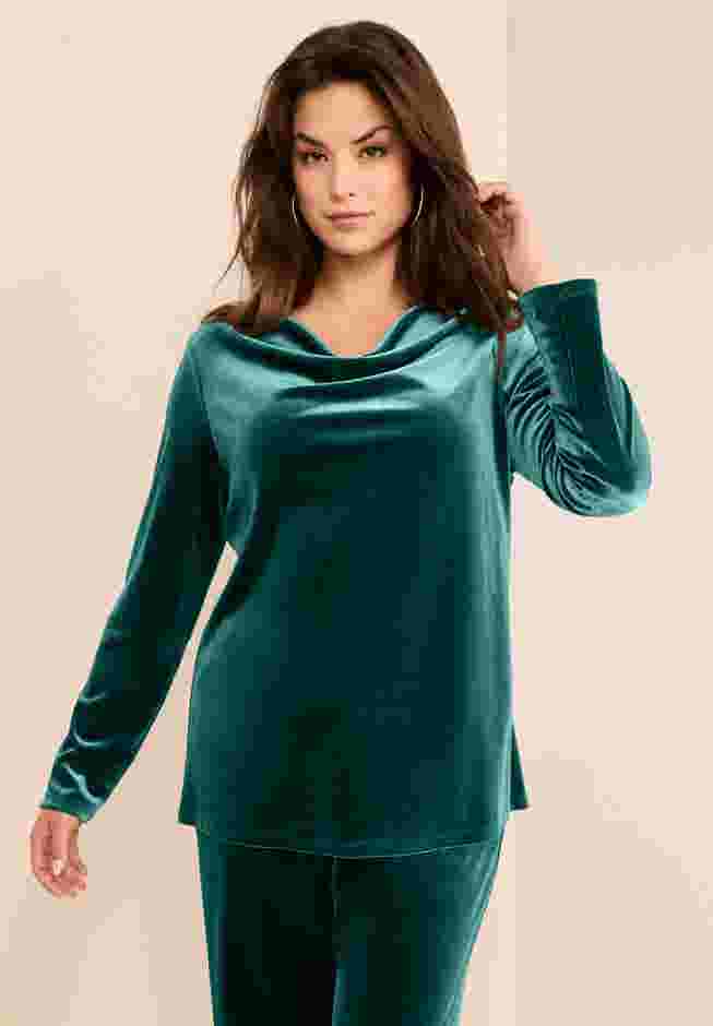 Cowl Neck Velour Tee image number 0
