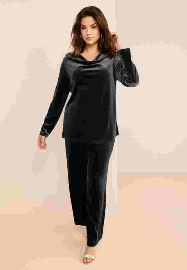 Cowl Neck Velour Tee image number 0