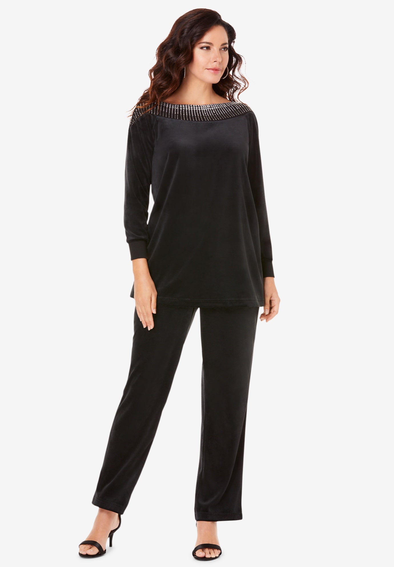 Rhinestone-Detailed Velour Set image number 0