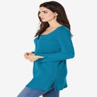 Plus Size Knit Thermal Henley Top – Long Sleeve image number null