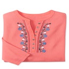 Embroidered Thermal Henley Tee image number null