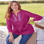 Embroidered Thermal Henley Tee image number 4