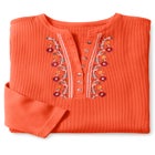 Embroidered Thermal Henley Tee image number null