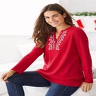 Embroidered Thermal Henley Tee image number null