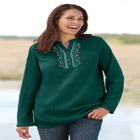 Embroidered Thermal Henley Tee image number 0